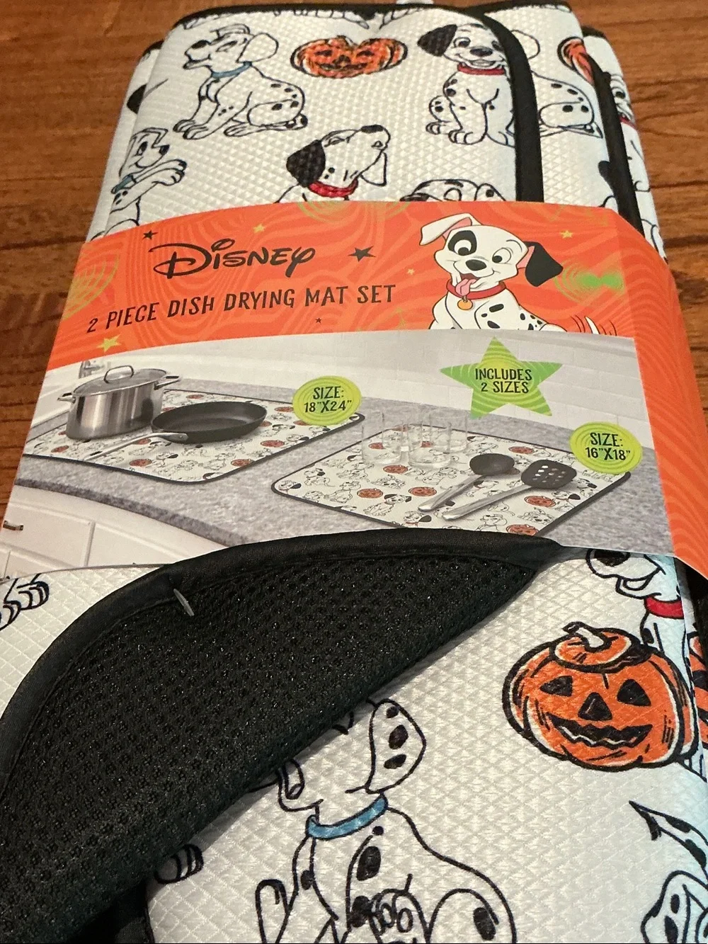Disney 101 Dalmatians Halloween Dish Drying Mats- Set of 2